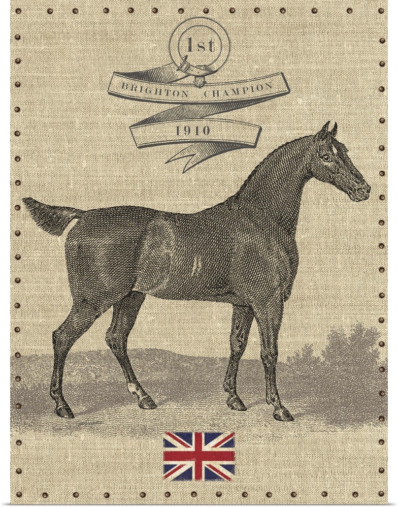 Contemporary equestrian art incorporating the union jack flag.