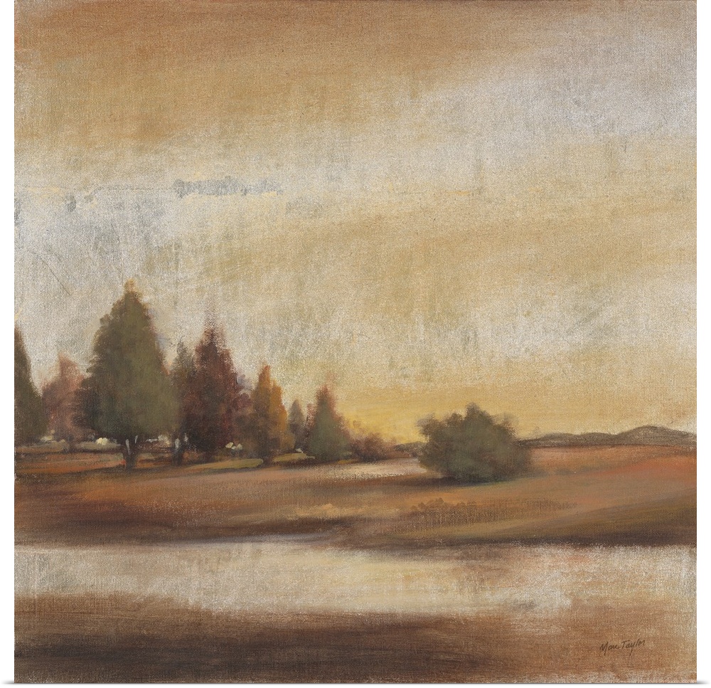 Contemporary painting of a countryside clearing.