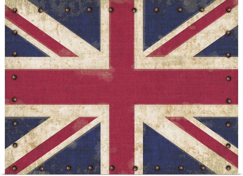 Contemporary Union Jack flag art with a rustic feel.