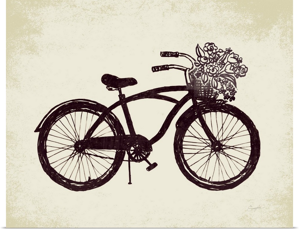 Contemporary bicycle art with a rustic vintage look.
