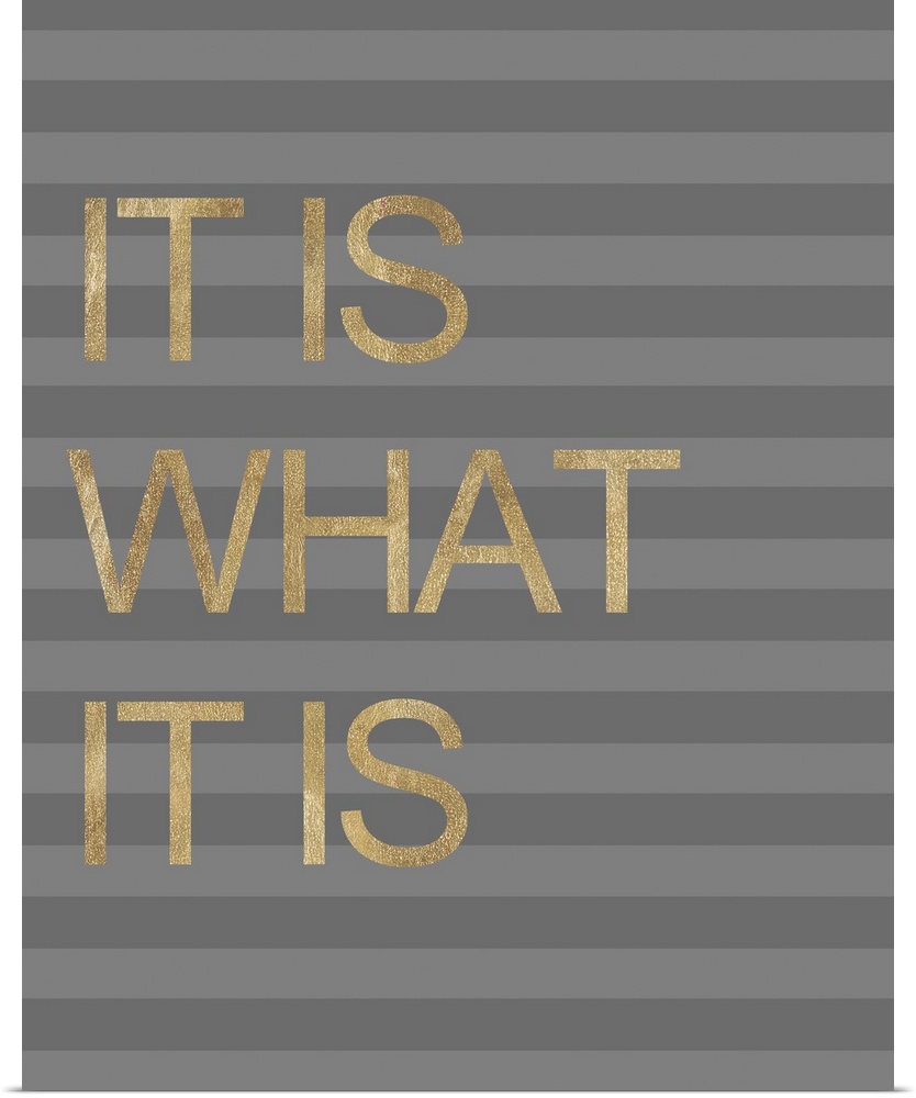 Gold lettering against a light gray and dark gray striped background.