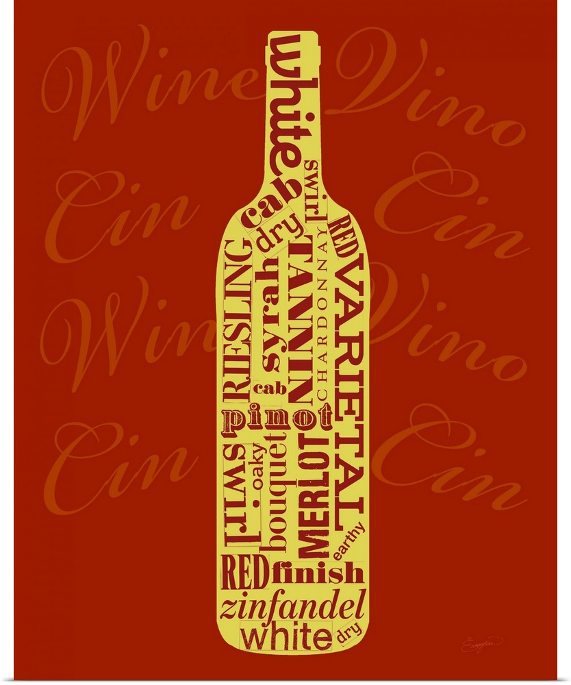 Artwork using wine glass and typography perfect for any kitchen.