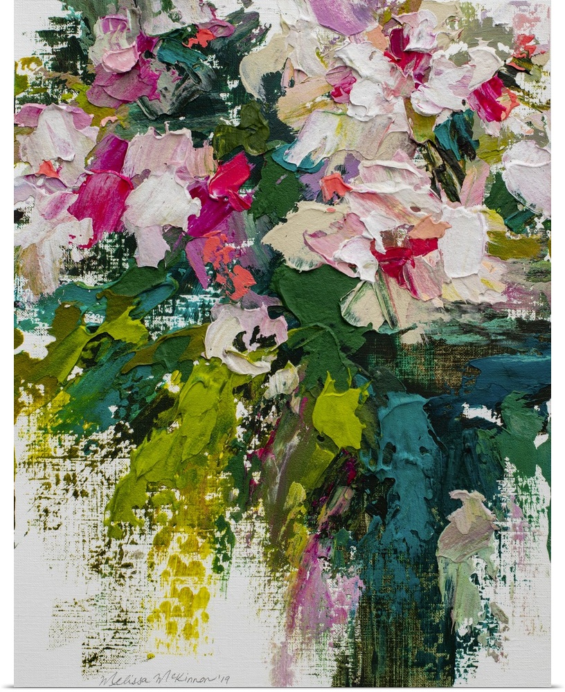 Beautiful pink and white floral painting and floral art prints by contemporary artist painter Melissa McKinnon