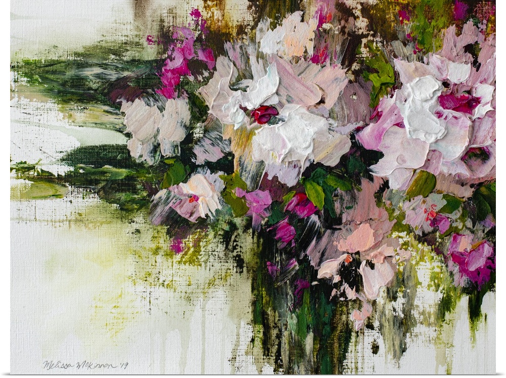 Affordable pink and white floral painting and floral art prints by contemporary artist painter Melissa McKinnon