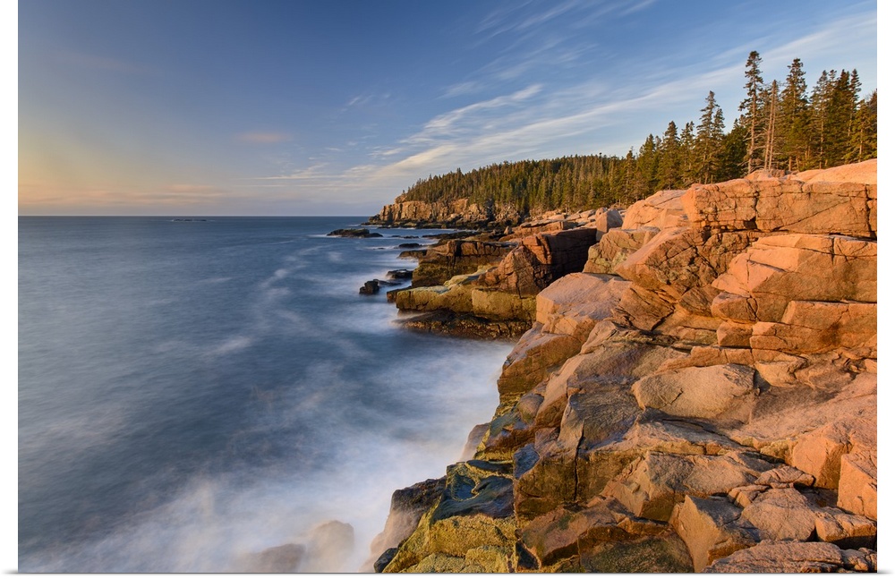 A photograph of a rocky coastline in Maine.