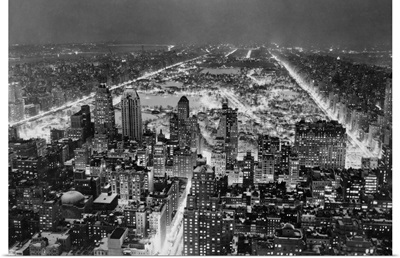 Aerial View of New York City, at Night