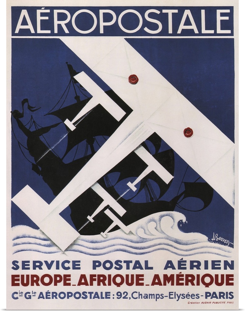 Vintage poster advertisement for Aeropostale.