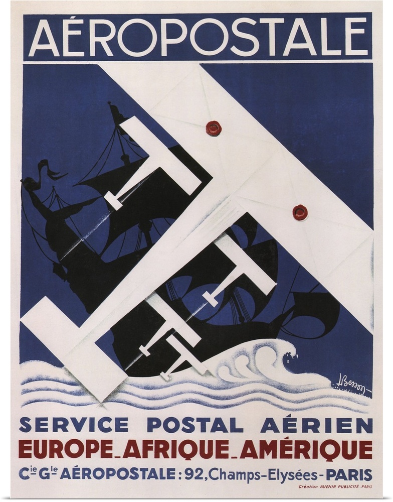 Vintage advertisement for Aeropostale Postal Service.