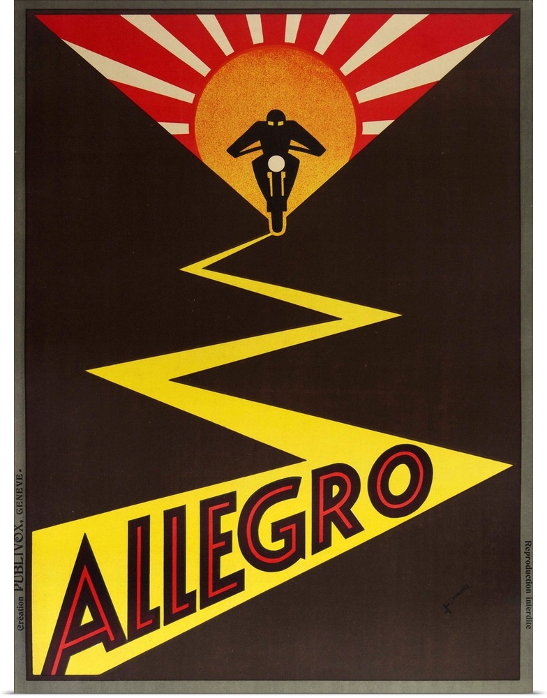 Vintage advertisement artwork for Allegro motorcycles.