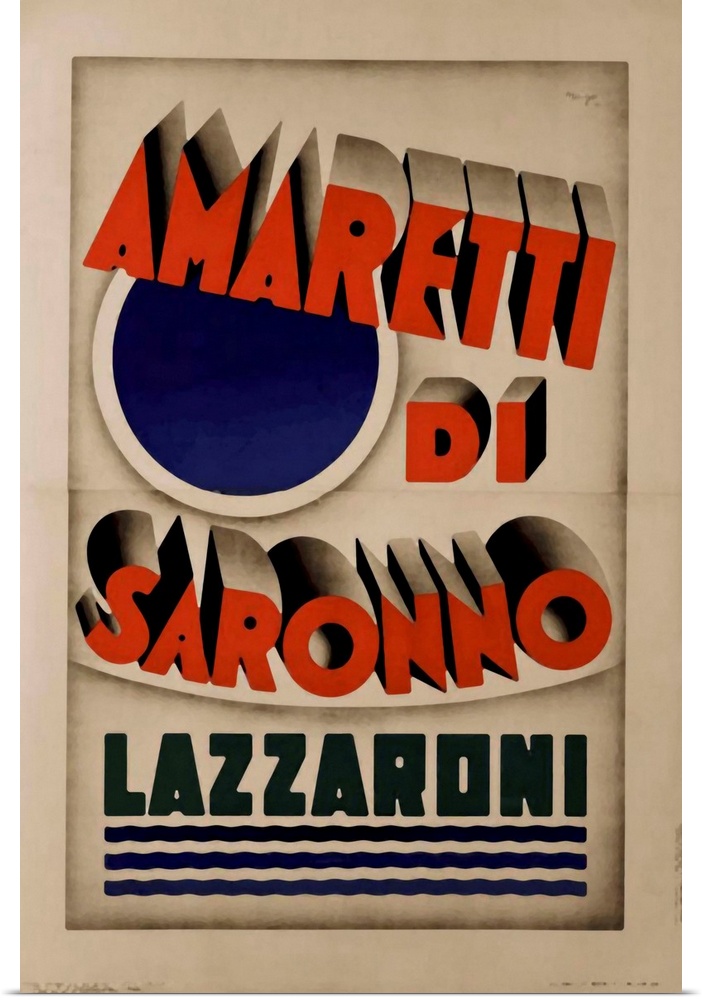 Vintage poster advertisement for Amaretti.