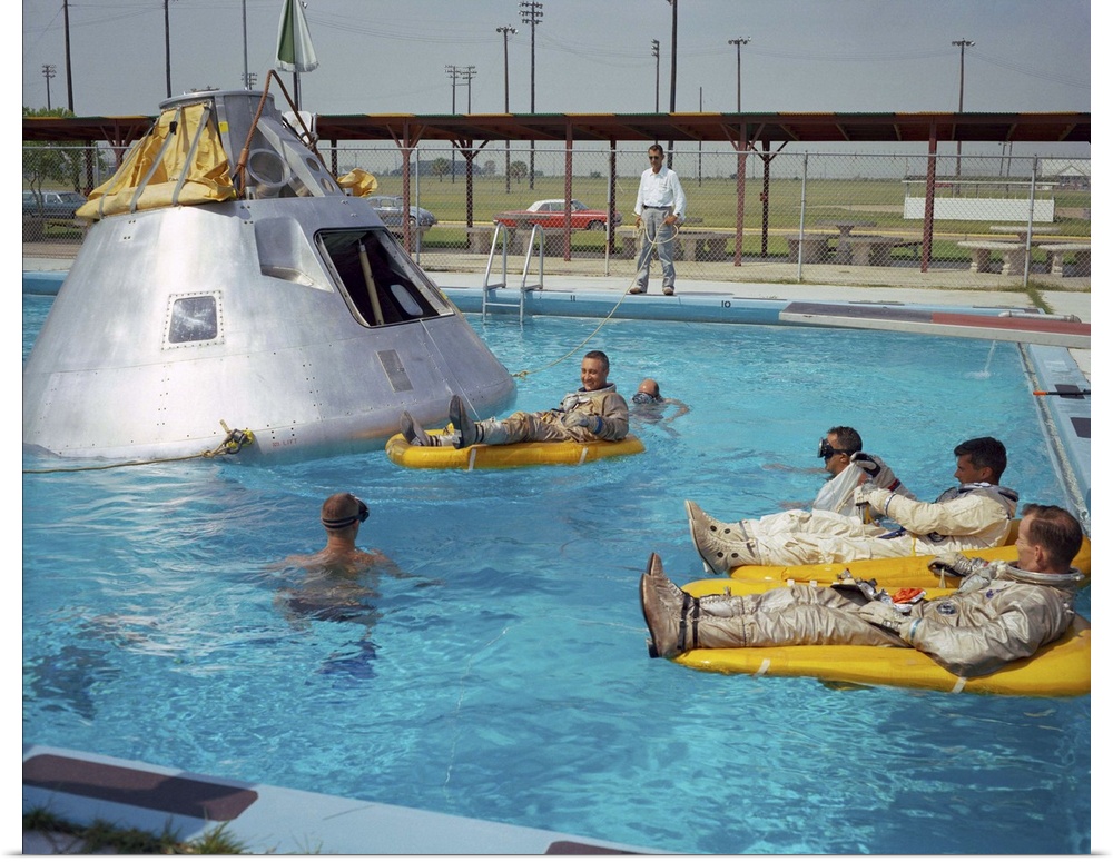 Apollo 1 Astronauts Working by the Pool