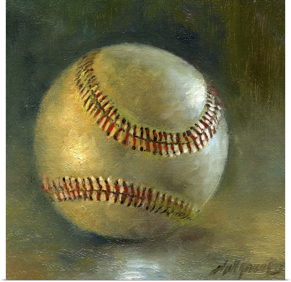 Contemporary still-life painting of a baseball.