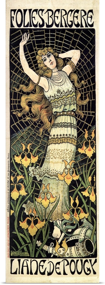 Berthon Folies Bergere 1896, vintage Paris poster