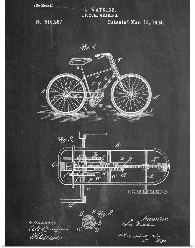 Black and white diagram showing the parts of a bicycle.