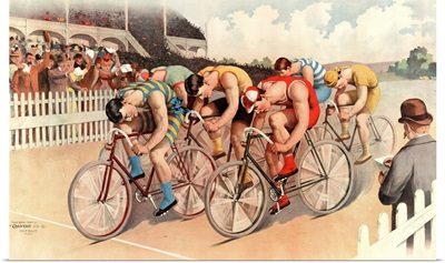 Bicycle Race Scene, 1895 - Vintage Illustration