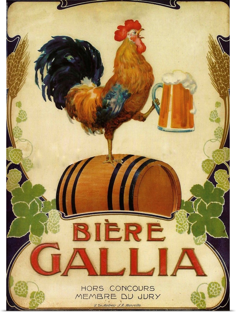 Vintage poster advertisement for Biere Gallia.