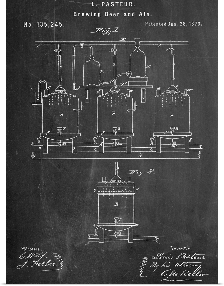 Black and white diagram showing the parts of a brewing system.