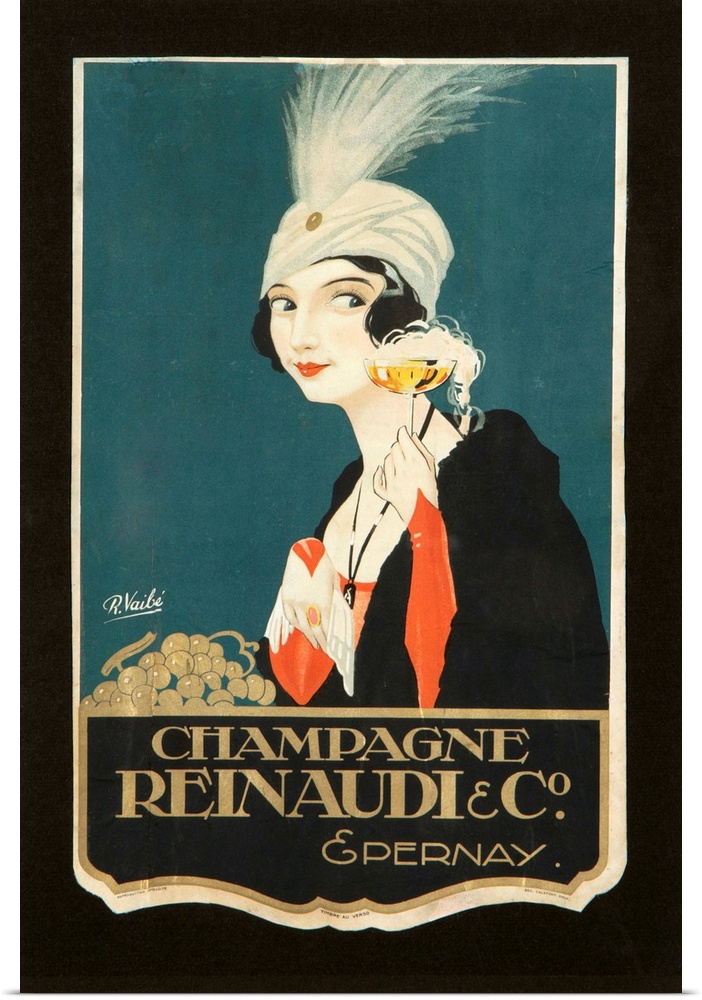 Vintage poster advertisement for Champagne Renaudi.
