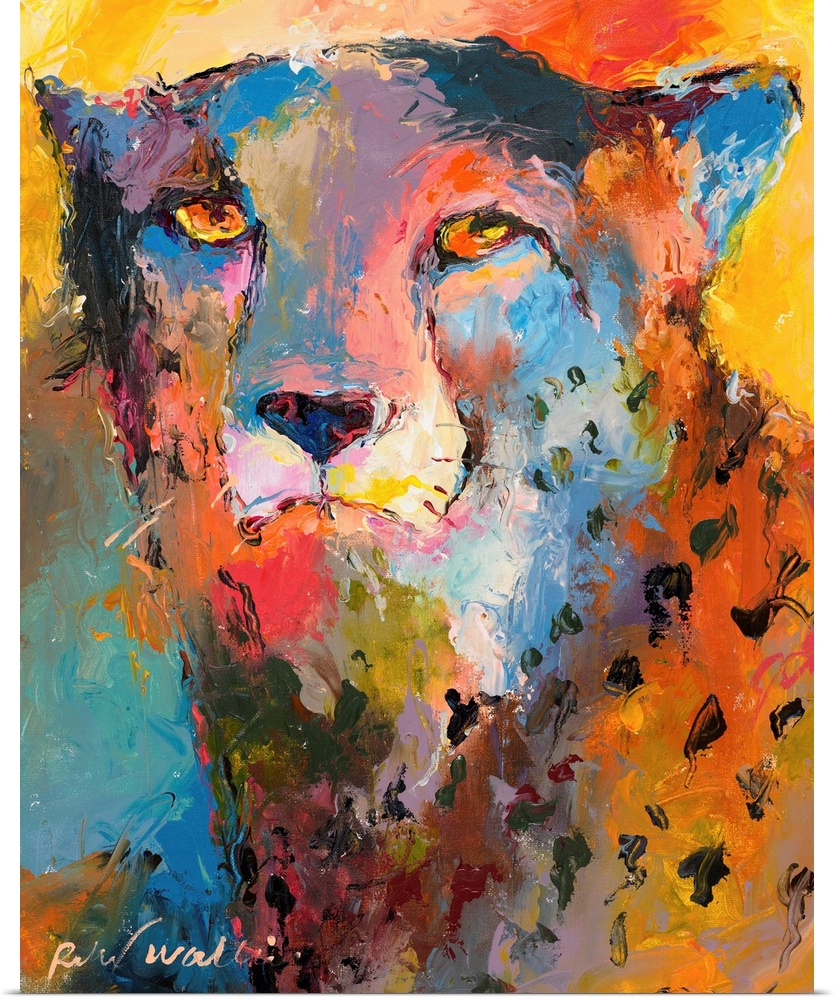 Colorful abstract painting of a cheetah.