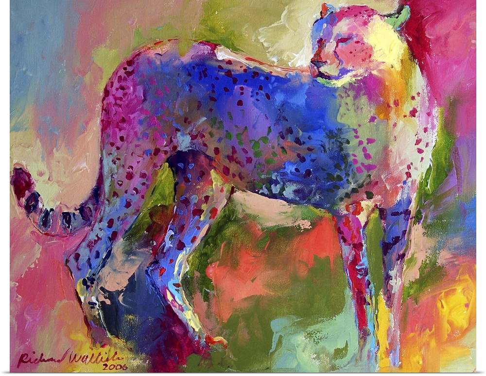Contemporary vibrant colorful painting of a cheetah.