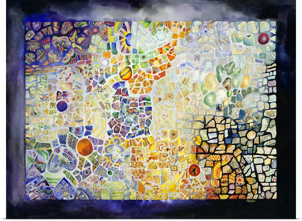 Contemporary colorful mosaic artwork.