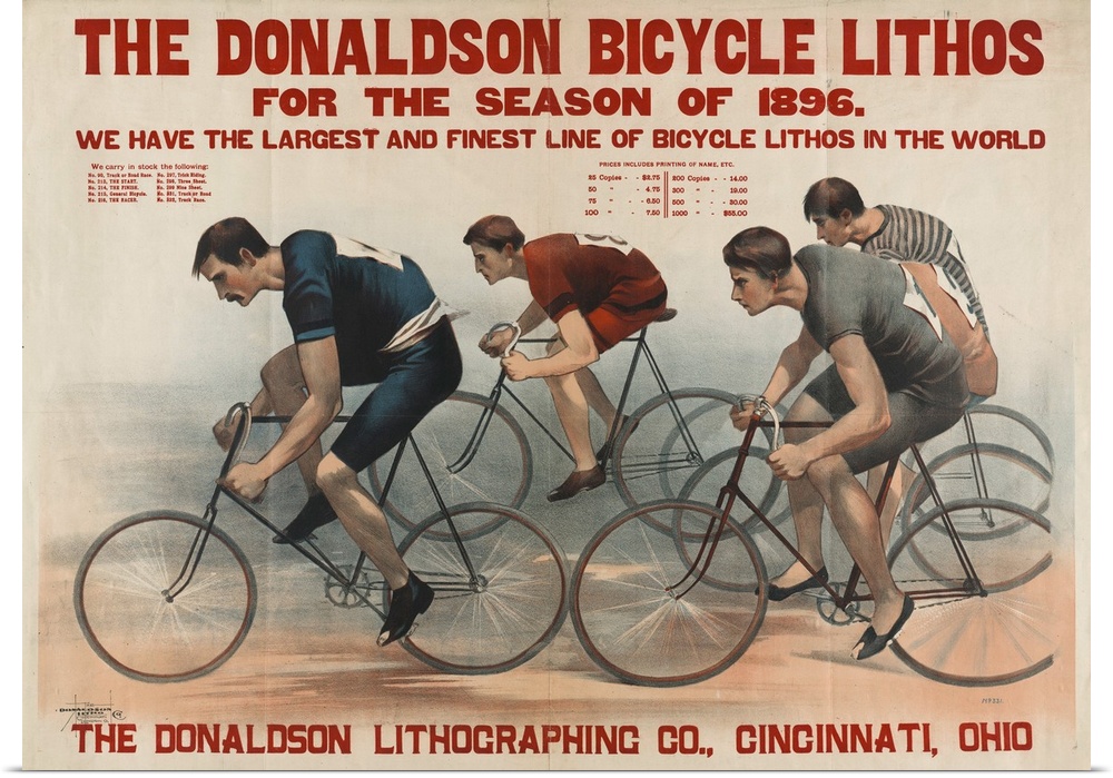Donaldson Bicycle Lithos for 1896 Season