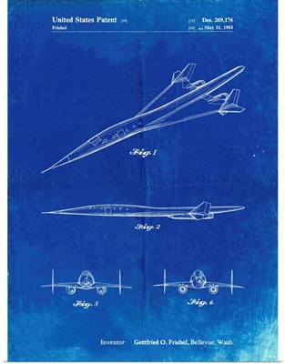 Faded Blueprint Boeing Supersonic Transport Concept Patent Poster