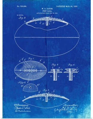 Faded Blueprint Football Game Ball 1902 Patent Poster