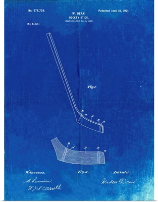 Faded Blueprint Hockey Stick Patent Poster