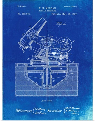 Faded Blueprint Military Mortar Launcher Patent Poster