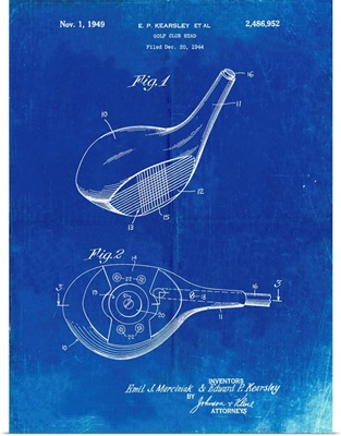 Faded Blueprint Spalding Golf Driver Patent Poster