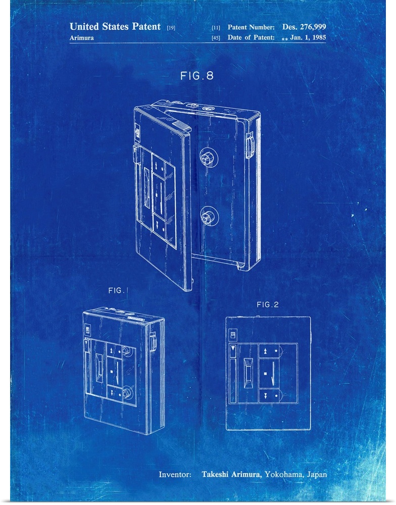 Faded Blueprint Toshiba Walkman Patent Poster