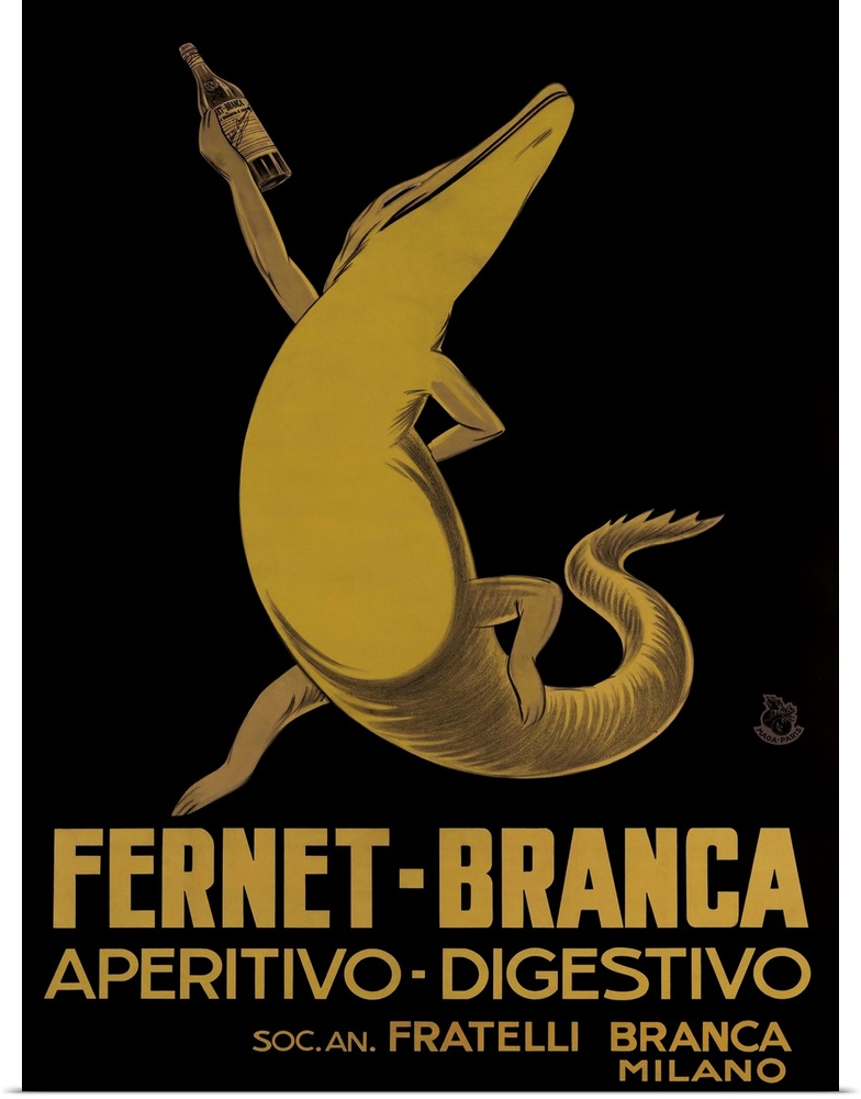 Vintage advertisement artwork for Fernet Branca.