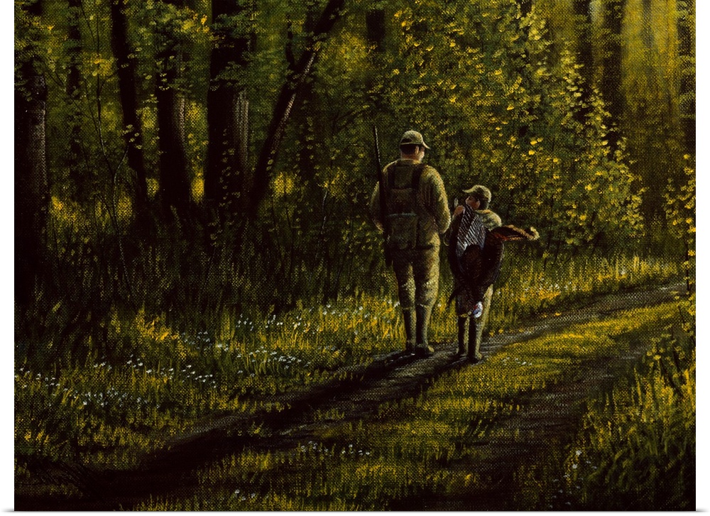 Man and son hunting.