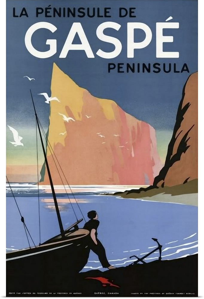 Vintage poster advertisement for Gaspe.