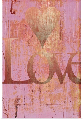 Gold Love and Heart on Pink