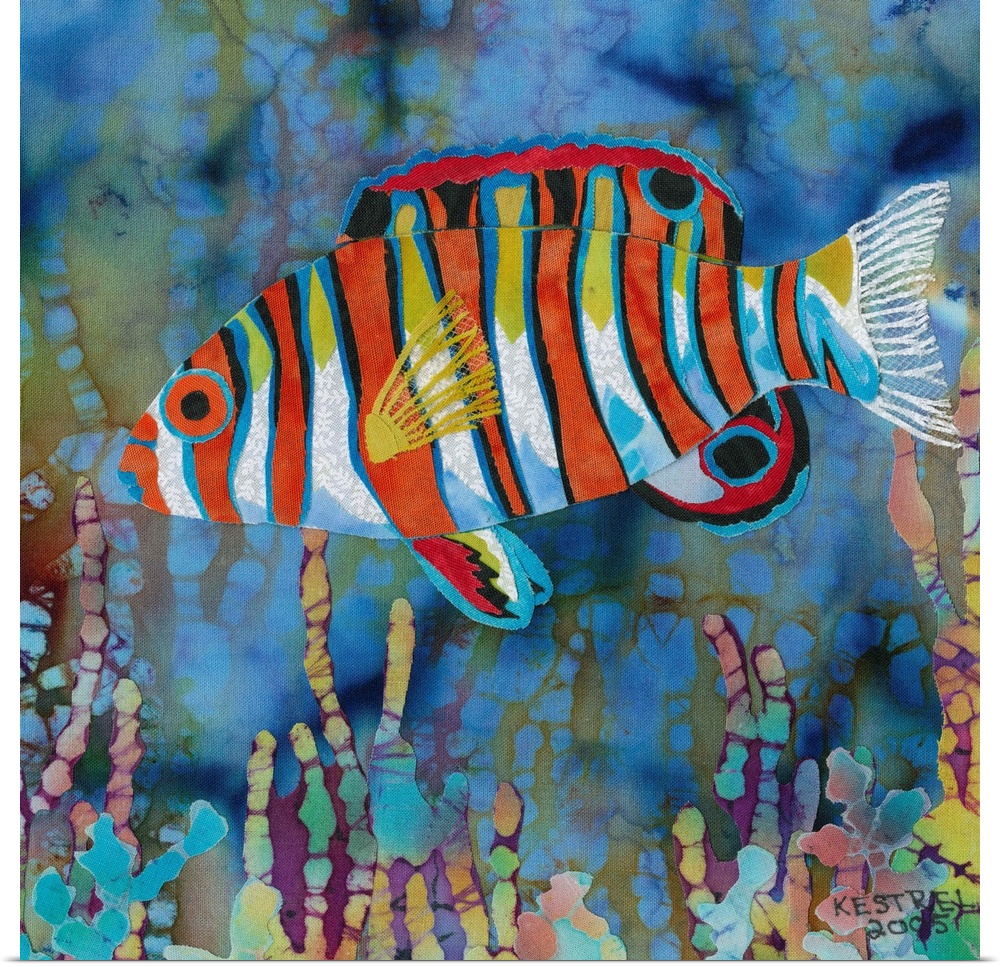 Contemporary colorful painting of a tropical fish.
