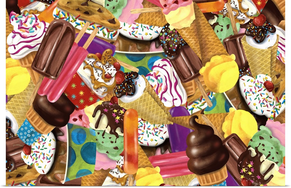 Collage of thirteen different frozen desserts.