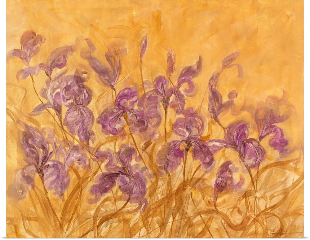 Contemporary painting of a group of irises.