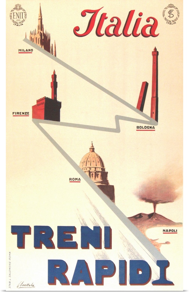Vintage poster advertisement for Italia Rapida.