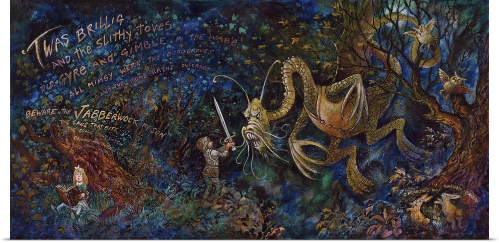 A painting of a the literary monster, the Jabberwocky.