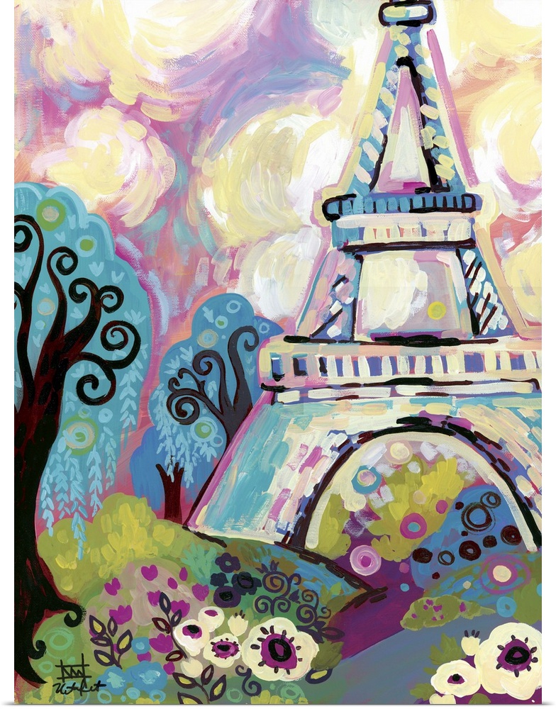"The Woman Of Iron" - Contemporary painting of the Eiffel Tower in Paris.