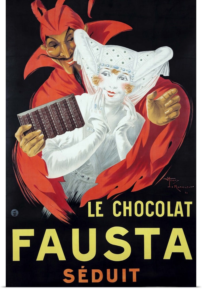 Vintage poster advertisement for Le Chocolat Fausta.