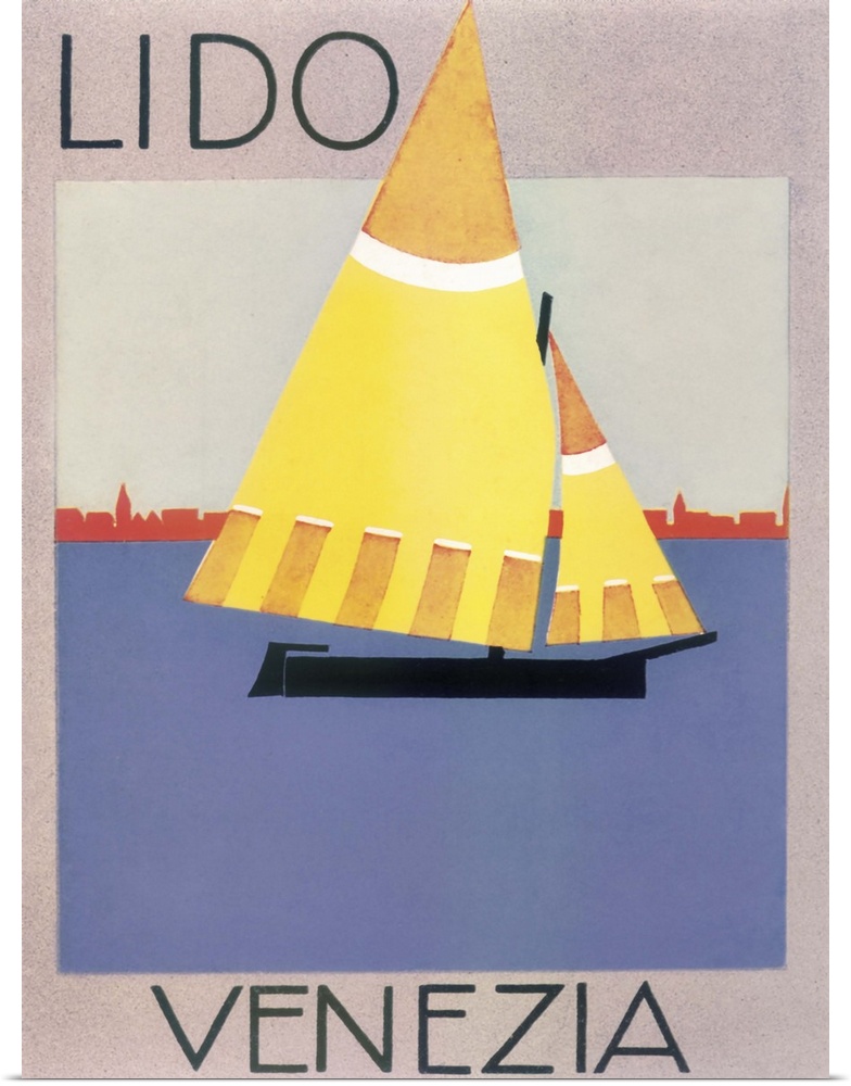 Vintage poster advertisement for Lido, Venezia.