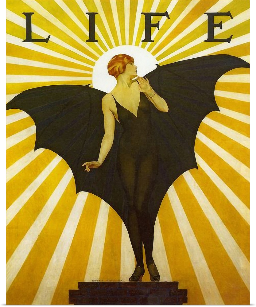 Vintage poster advertisement for Life Magazine Cover Bat Girl Yellow.