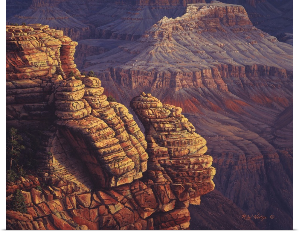 Rocky, striated cliffs from the Grand Canyon.
