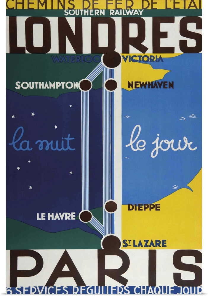 Vintage poster advertisement for Londres Paris.