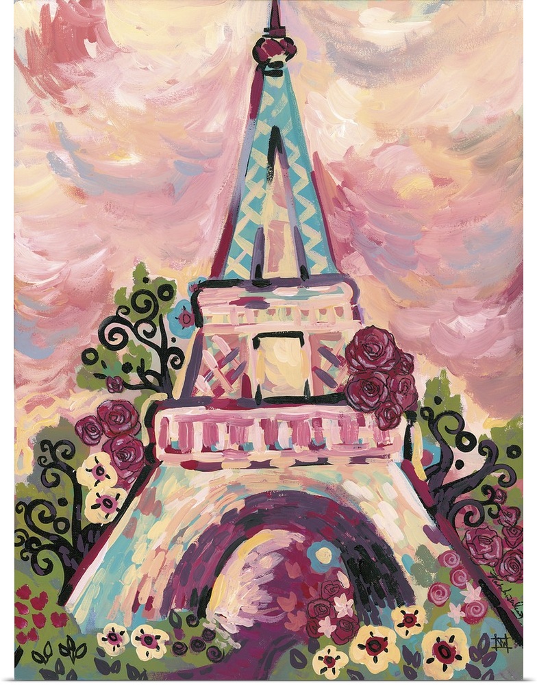 "Light Of The City" - Contemporary painting of the Eiffel Tower in Paris.