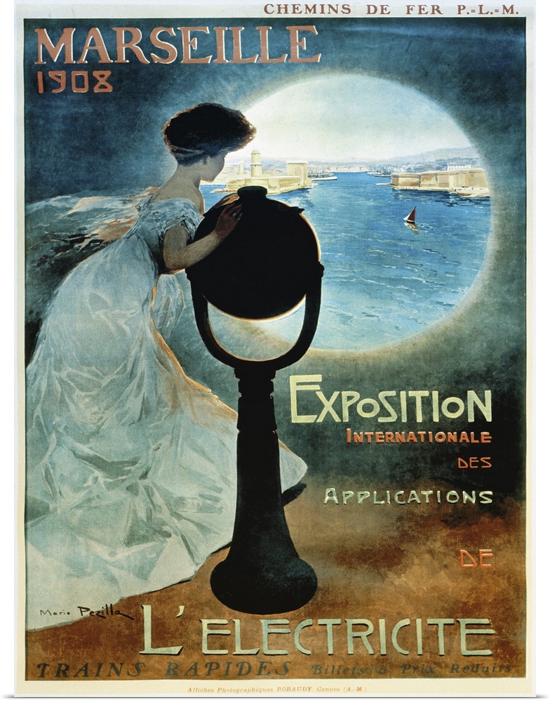 Vintage poster advertisement for Marseille 1908.