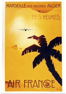 Marseille via Air France - Vintage Travel Advertisement